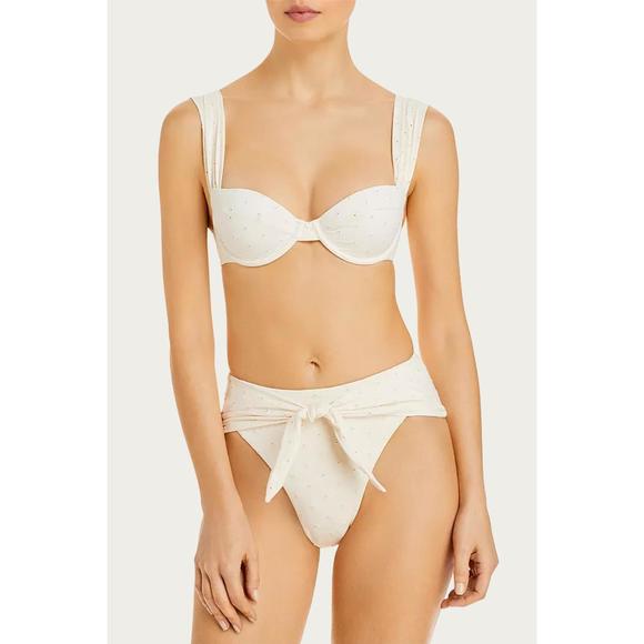 NEW WE WORE WHAT riviera bikini bottom in pearl eyelet